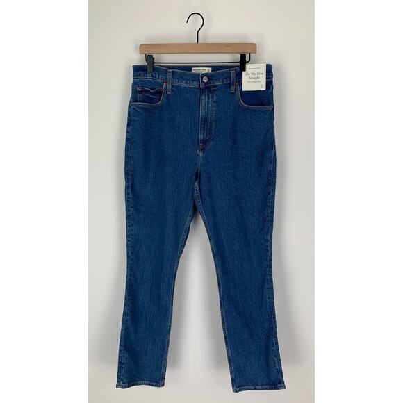 Abercrombie Ultra High Rise 90s Slim Straight Jeans Womens Size 32 / 14 New - Picture 6 of 13